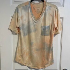NWT Women’s ZYIA Hendrix Dusk Tie-Dye V-Neck Pocket Shirt Size Medium